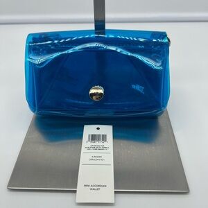 NWT KATE SPADE SATURDAY Cerulean Blue PVC Mini Accordian Wallet Key Chain